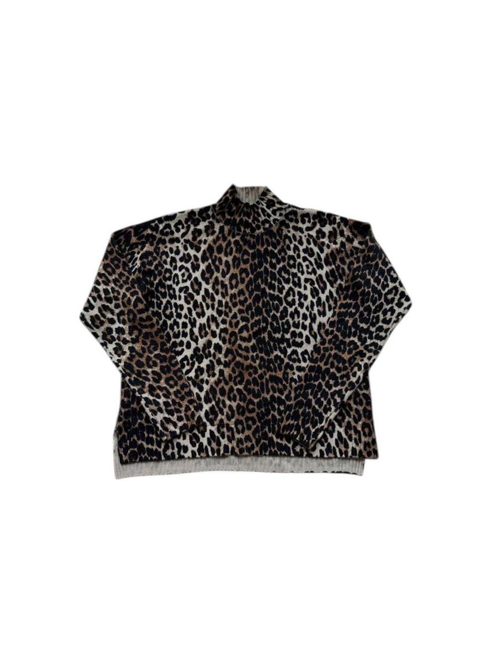 Ganni Print Knit Pullover Size S/M Leopard‎
